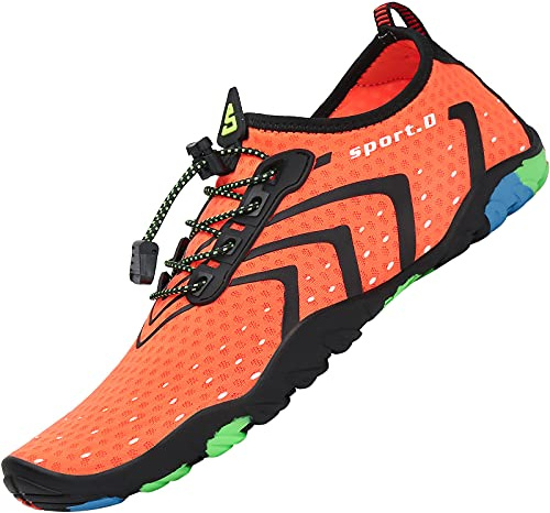 SAGUARO Water Shoes Mens Women Beach Swim Aqua Sea Wet Neoprene Shoes for Surf Sailing Kayak Pool Diving Bright Orange, Gr.36 EU/3.5 UK
