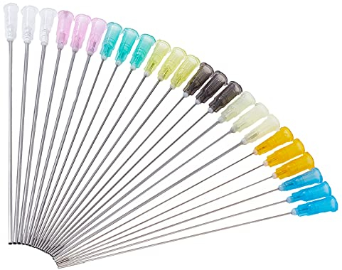 FINGERINSPIRE 24 Pcs Mixed Size Blunt Tip Syringe Needles for Refilling Liquids, Oil, Glue - 16GA, 12GA, 10GA, 9GA, 8GA, 7GA, 6GA, 5GA