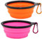 Gamelle pliable pour chien - Gamelle d'eau pliable pour chats et chiens - Gamelle d'arrosage portable avec mousqueton - Taille S (350 ml) - Rose + orange