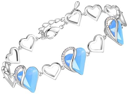 Leafael Bracciale Donna Argento cuore d'amore infinito, bracciali donna con cristalli curativi, Senza allergie gioielli donna, Regalo Donna con scatola regalo con estensore catena da 7+2 pollici