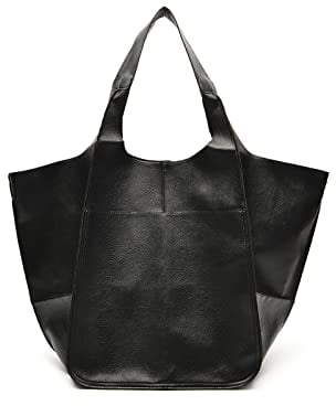 NICOLE & DORIS Frauen Tasche Groß Schultertasche Shopper Weiche Ledertasche Leichte Tote Tasche Hobo Handtasche Gross Umhängetasche Faltbare Tragetasche Schwarz