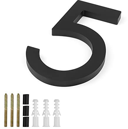 KINHARD Numero Civico Nero, Design Flottante Grande Numero Civico Antracite5, Numero Civico Esterno Materiale Acrilico, con Aiti, Utilizzabile come Numero Civico, Numero Della Cassetta Postale