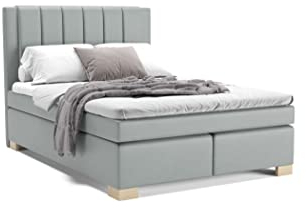 PANDA MÖBEL Maurice Boxspringbett 140 x 200 cm Doppelbett mit hochwertiger Pocket-Matratze und Topper, Polsterbett, Bett, Bettgestell, Stilvoll, Schlafzimmer, Modern (Türkis, 140 x 200 cm)