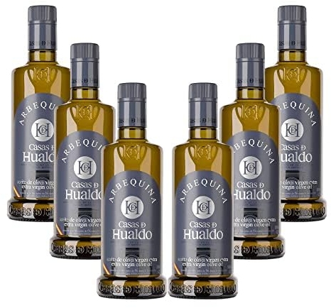 CASAS DE HUALDO Aceite de Oliva Virgen Extra. Variedad Arbequina | Pack de 6 botellas de 500ml