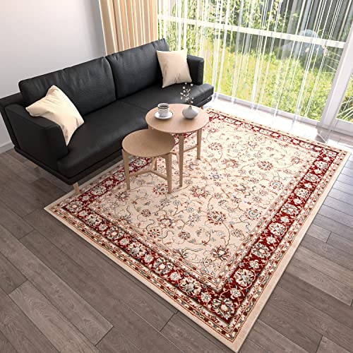 Mazovia Orientalisch Teppich - Traditioneller Teppich für Wohnzimmer, Esszimmer - Orient Teppiche Ornament - ÖKO-TEX Wohnzimmerteppich Rot Beige - 180 x 250 cm