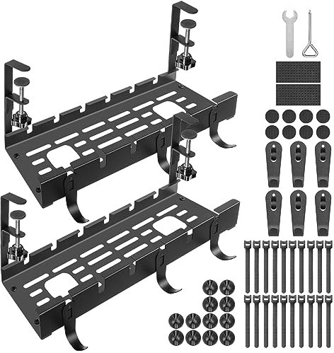 GUOOUG Passe-Câbles Bureau Cable Management, 2 Pièces Goulotte de Câbles sans Perçage, 40CM Plateau de Gestion de câbles Bureau, Chemin de câbles Goulotte de Câbles Bureau Organiseur de Câbles