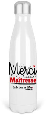 Bouteille isotherme personnalisable merci star | Gourde isotherme | Cadeau Maîtresse, maître, atsem, nounou | Cadeau fin d'année