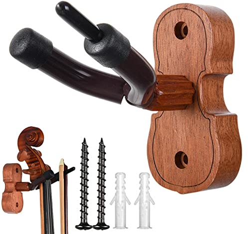 PW TOOLS Wandhalterung für Geigenaufhänger, Gitarrenhaken für die Wand, Geigenhalter aus Mahagoniholz, für Cello, Bratsche, Ukulele, Violine, Saiteninstrumenten-Zubehör