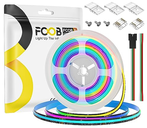 FCOB COB WS2811 IC RGB Flexibel Hohe Dicht LED Streifen 16.4FT/5m DC24V 630LEDs/m 50IC 10mm Breite Schwarz PCB Traum Farbe Gleichmäßiges Licht Verfolgen Farbe für DIY(Nicht inhalt Netzteil＆Steuerung)