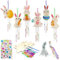 Feliciay 6 Stück Osterhase Windspiel Bastelset Kinder,Hase Basteln,Ostern Kunsthandwerk,Holzanhänger Ostern zum Bemalen,DIY Anhänger Ostern,für zum aufhängen Osterdeko Holz