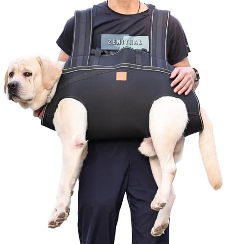 Hundegeschirr-Rucksack für große Hunde, Ganzkörper-Hundetrage mit Griff, Rehabilitationsträger für Treppen/Autos, alte Gelenkverletzungen, Arthritis, Unterstützung der Hinterbeine, bis zu 37,6 kg –