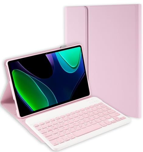 Jeloyutek für Xiaomi Pad 6 2023 Tastatur Hülle, QWERTZ Layout Magnetisch Abnehmbarer Tastatur mit Hülle für Xiaomi Pad 6/Pad 6 Pro 11 Zoll 2023, Rosa