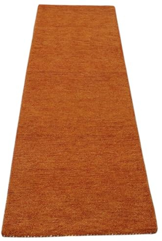 WAWA TEPPICH Handgefertigter Teppich Wolle 70 x 240 cm | Handgefertigter Teppich aus Wolle, als Handloom-Teppich von Hand gewebt in Indien