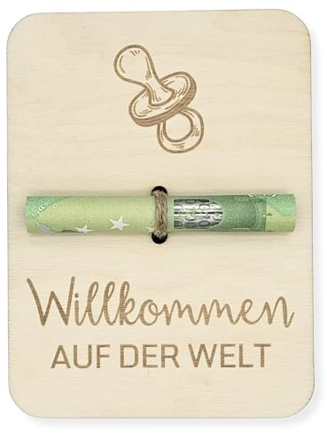 ZUKLA kleine Verpackung für Geldgeschenke Geburt 12 x 9 cm - Geldgeschenk Verpackung Holz - Handmade - Geschenkgutschein Baby