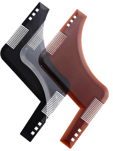 Visxcnu Fachmann Bart Schablone Bartformen für Kinnbart Koteletten Hals,Bartkamm Styling Tool Bartpflege Symmetrische Kontur Bartlinie Braun Schwarz Bartschablonen(2Stück)