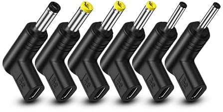YAODHAOD USB C auf DC Adapter 6 PCS 90 Grad gewinkelter USB C auf DC 5V PD Emulator Trigger Ladeadapter Stecker für Laptop,Router,Mobile Netzteil Ladegerät Stecker (19V)