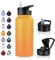 UMBFUN Bouteille d'eau en Acier Inoxydable - 1L avec Paille,anti-fuite,Gazéifiée,BPA free Gourde Thermos(+2 Couvercles) Isolation Double Paroi Sous Vide pour Sport,Voyage,Camping,école,Vélo,Gym
