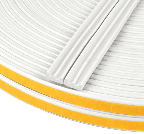 Flintronic 20m Dichtungsband für Türen Fenster, 9mm x 4mm E-Profil Gummidichtung, Selbstklebend Schaumstoffband Türdichtung Fenster, Gummidichtung für Kollision Siegel Schalldämmung (Weiß)