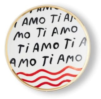 BITOSSI Home Porzellanteller Ti Amo - Kollektion mit Liebe, Ø 17 cm, goldfarbener Rand, Design Chiara Perano