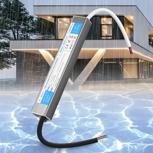 SUCIKORIO Impermeabile Alimentatore LED 12V 200W Esterno IP67, Ultra Sottile Trasformatore LED Driver AC 220V a DC 12 Volt 16,6A 200W Trasformatori Adattatore LED a Tensione Costante Senza Sfarfallio