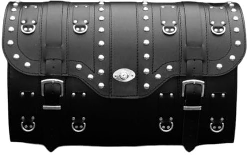 LeonLeder Motorradgepäckbox aus Leder, Motorradkoffer 55L, Schwarz, für 2 Helme, mit Schloss – Robust, Stilvoll und Wasserdicht - Schwarz 15B