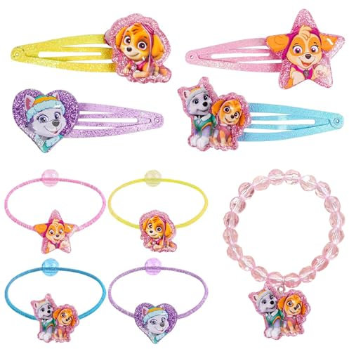 Haarschmuck Mädchen, 9pcs Dog Hair Clips Girls Hair Accessories Set, 4pcs Haarnadel+4pcs Elastischer Haargummi+1pcs Armband, Geeignet für Mädchen, Babys und Kleinkinder