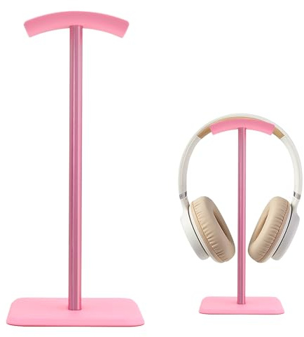 Xuzimaoyi Headphone Stand Gaming Headset Stand, Earphone Holder for desk Gaming Headphone Holder for Most Headsets Solid Base for All Headphones Size (pink)