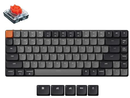 Keychron K3 Versione 3 Tastiera meccanica senza fili, Bluetooth/USB-C, RGB LED, Hot-swap, macro programmabili QMK/VIA, ABS keycaps, per Mac/Windows, Low Profile 2.0 Red Switch