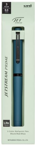 Uni Jetstream Prime Rotational Twist-Action - Bolígrafo de 3 colores, con tinta táctil de 0,5 mm (negro, rojo, azul), cuerpo totalmente metálico, verde hiedra, SXE3LPR05.39