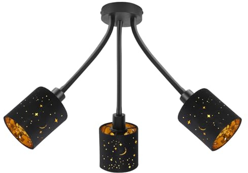 Deckenstrahler Led 3 Flammig, Deckenleuchte Schwarz 350° Schwenkbar Drehbar Deckenlampe, Strahler Spot Lampen Deckenspot,Modern Wandstrahler für Küch Flur Wohnzimmer Schlafzimmer,Nein E14 Leuchtmittel