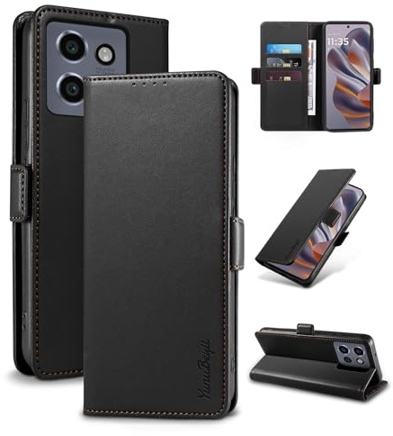 Yunubeyii Funda para Motorola Moto Edge 50 Neo - [RFID Bloqueador] Carcasa de Cuero PU, Magnético Libro Tipo Flip Capa,Soporte Plegable con Tarjetero,Negro