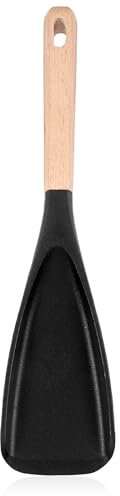 Mabor Spatula Spoon, 12.2 Cooking Spoons for Serving Nonstick Silicone Spoonula with Wooden Handle, Heat Resistant Serving Spatula for Baking, Scooping and Scraping