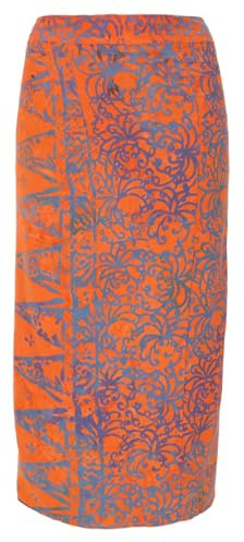 GURU SHOP 3/4 Wickelrock, Bali Sarong Sommerrock aus Viskose, Midi | Luftiger Wickelrock, flexibel mit Bändern, ideal für Boho-Outfits, angenehm für heiße Sommertage.