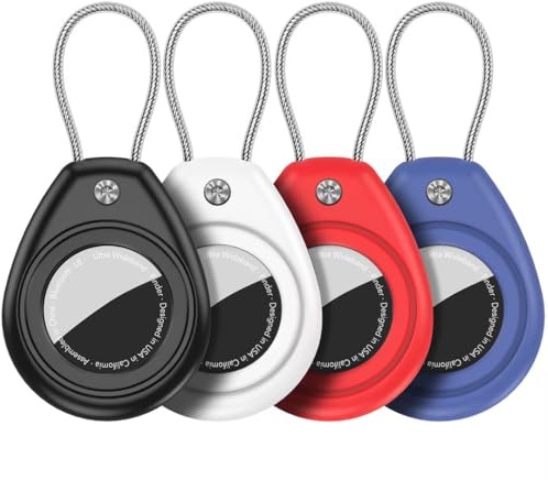 Aimtel 4 Pack Air Tag Compatible with Apple Air Tag Secure Holder,Anti-Lost and Scratch-Resistant Design,360°Protective Air Tag Case Accessory for Keys for GPS Item Finder Tracker,Easy Installation