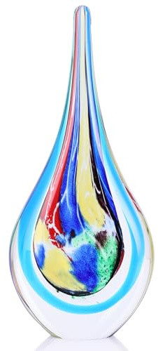PlivBloom Mundgeblasene Glasskulptur, einzigartige Dekoration im mediterranen Stil, Glasfigur mit kristallähnlicher Oberfläche, dekorative Briefbeschwerer für Schreibtisch, Wohnzimmer, Schlafzimmer