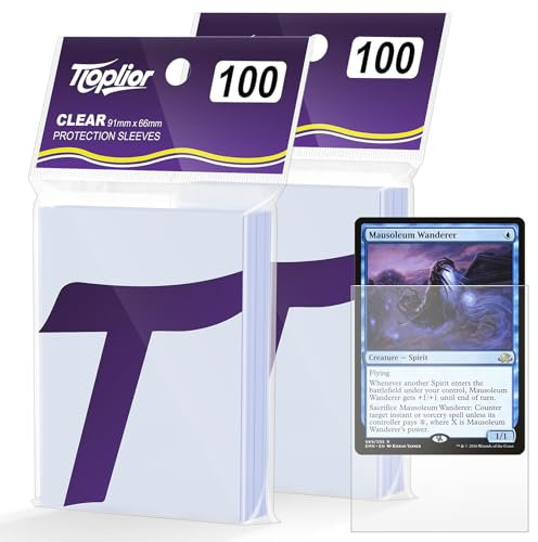 Tioplior 200 Counts Card Sleeves,Soft Penny Sleeves for Trading Cards,Clear Plastic Card Protectors Fit for MTG,TCG,Baseball,Football,Sports,Game Cards