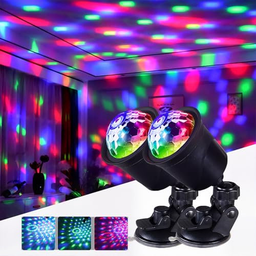 2er-Pack Mini Discokugel, Discolicht Partylicht Musikgesteuert 360° Rotierendes Led Discokugel Disco Licht DJ Stroboskop Bühnenlicht Ball Lights für Kinder Halloween Xmas Partys Draußen und Drinnen