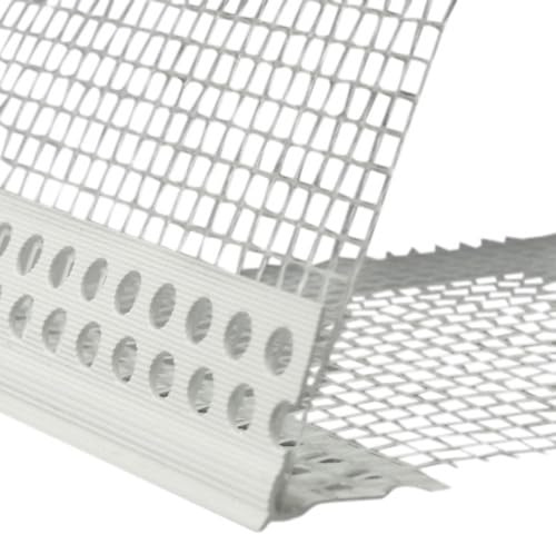 doitBau Gewebeeckwinkel – PVC Eckschutzwinkel – spitze Abzugskante 3mm – 100 x 150 mm 2,5 m je Stab – 25 Stäbe (62,5 m) Kantenschutz für Innen Außen WDVS Fassade Armierungsgewebe