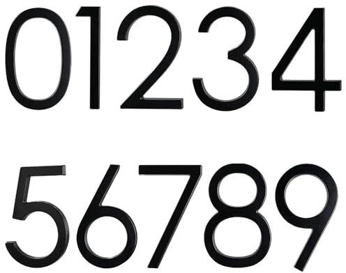 Door numbers, 5.6inch Apartment Door Numbers Zinc Alloy Street Mailbox Home Address Signs Black Modern House Floating Plate Digit(5)
