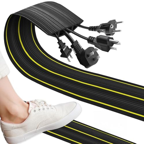 Kabelkanal Boden, 4M Kabelbrücke Robuster Kabelbrücke Boden mit 3 Kabelkanäle, Gummi-Kabelschutz kabelkanal Boden flach Modular gefertigte Kabelschlauch für Garagen Boot, Einfach flach Legen