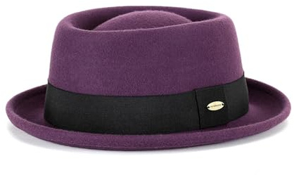 HEYANN Pork Pie Hut Herren Damen,Wolle Fedora Filzhut Trilby Huts Bowler Filz Hut Cap Vintage (56-58 cm)