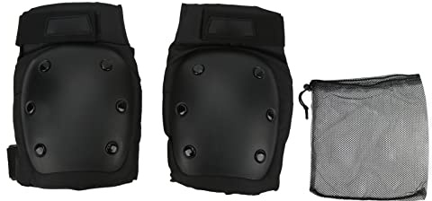 EVTSCAN Adultos Esquí Patinaje sobre ruedas Rodilleras protectoras contra impactos Firme Doble correa ajustable para ciclismo Esquí Skateboarding Hockey Negro