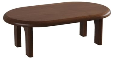 WLH Alexanders Couchtisch aus Holz, breite Tischplatte, klare Maserung, abgerundete Ecken, Dicke, geschwungene Beine, Teetisch for das Wohnzimmer(Bruin,100cm)