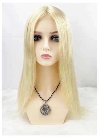JIANBOHAIRS 6x6 Light Blonde Human Hair Topper Silk Base Virgin European Hair Piece with Non-Slip Clips for Women for Thinning Hair(16 inch)