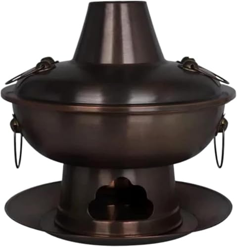 Traditioneller chinesischer Kupfer-Feuertopf – Verdickter, rein violetter Kupfer-Feuertopf aus der Mongolei für Familienessen mit mehreren Personen(30cm)