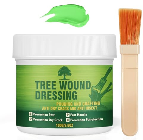 Erigathe Baumwachs Wundverschluss, 100g Wundverschluss für Bäume mit Pinsel – Pflegepaste für Obstbäume, Ziergehölze, Bonsai nach dem Baumschnitt
