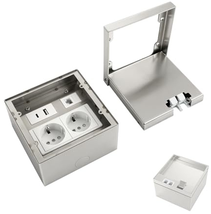 Prise de sol intérieure USB encastrable pour cuisine, encastrable au sol avec 1 connecteur RJ45, prise de sol extérieure pour le sol dans la cuisine, le salon et le bureau