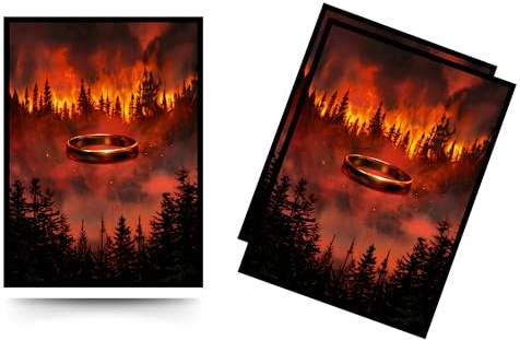 Trading Card Sleeves – 100 Count – Glossy Art Back & Clear Front (66 x 92 mm) – Fits Standard Cards, MTG, Sports & Collector Decks - Ember Ring