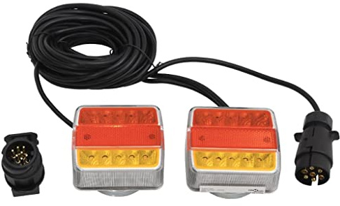 GeenYuu Trailer Lights Red 10.5 x 7.5 x 10 cm 12 V LED Bulbs with Magnet 9 m Cable for Trailer Car Vehicle Lighting Rear Light Indicator Brake Light Number Plate Pack of 2