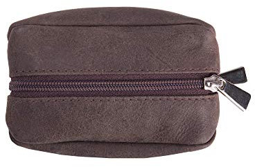 Porte-Monnaie, Petit Portefeuille, Mini Bourse avec 2 Fermetures à Glissière en Cuir Véritable - Design Allemand (Brun)